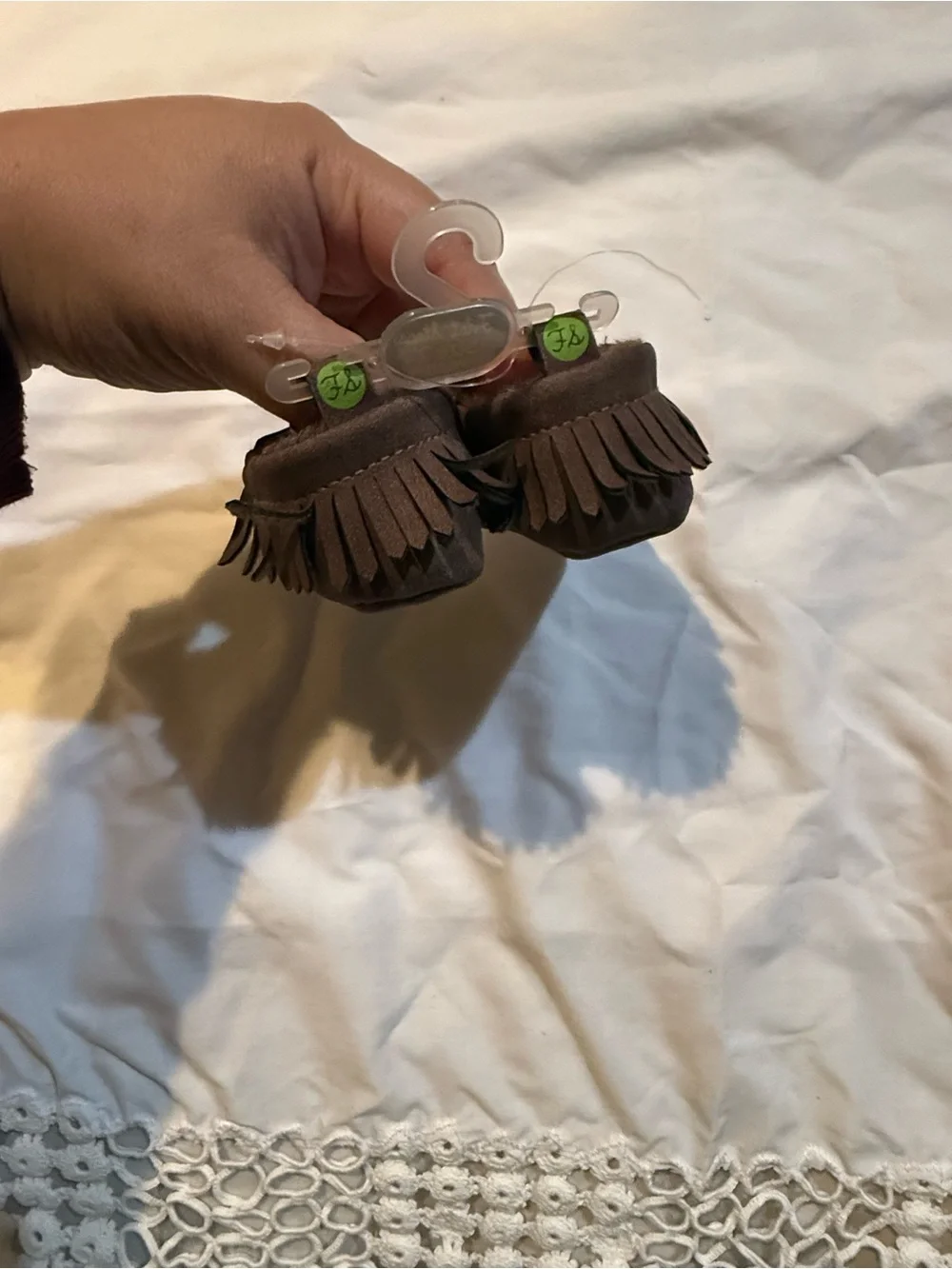 First Steps Brown Fringe Baby Moccasins - Size 2 (3-6 Months)